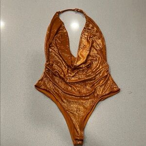 Zara Metallic Gold Bodysuit